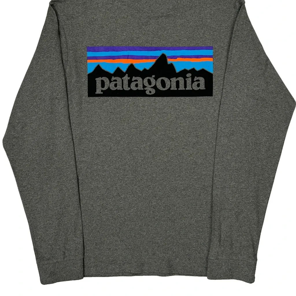 Patagonia Graphic Long Sleeve T-Shirt - XS Grey Cotton - Image 6