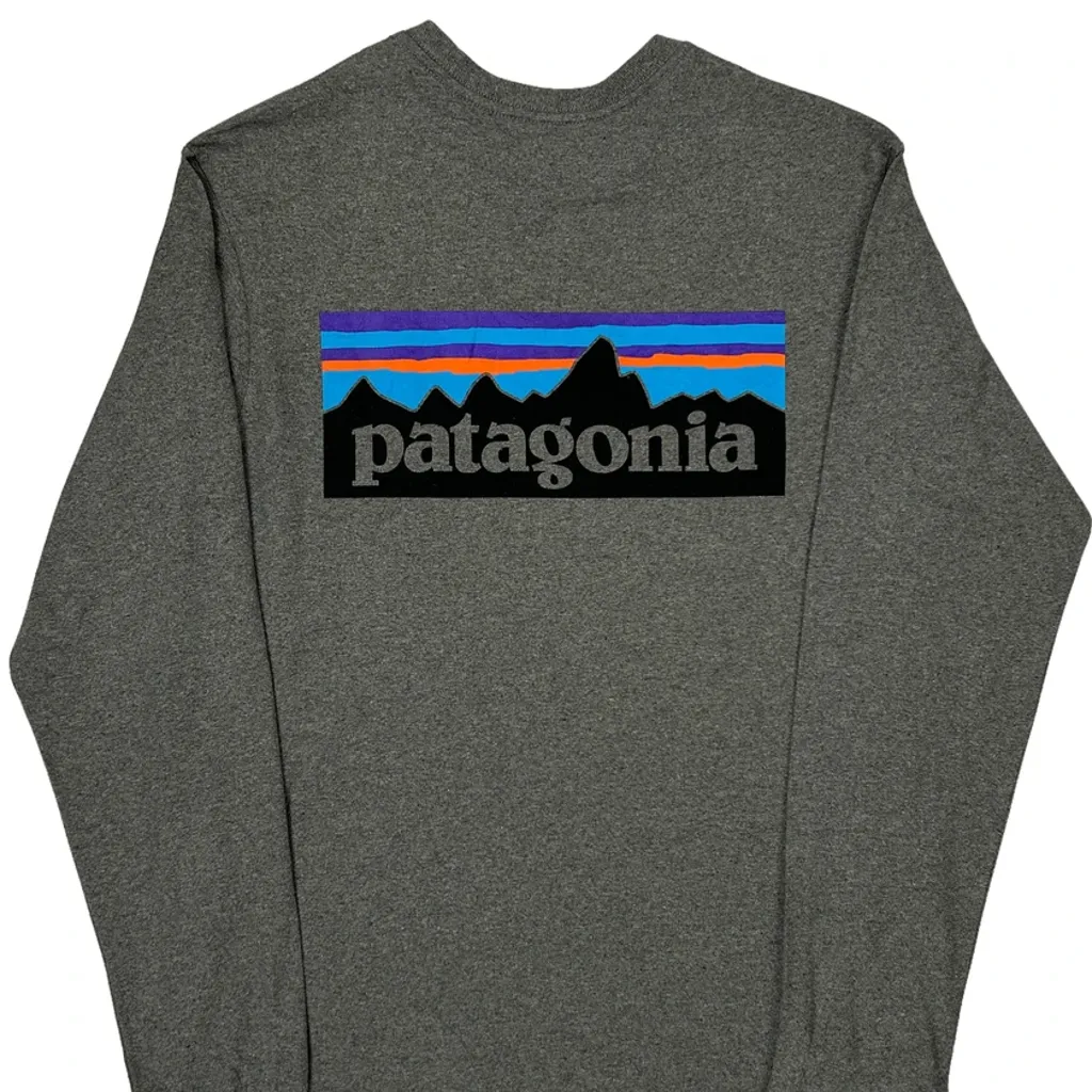 Patagonia Graphic Long Sleeve T-Shirt - XS Grey Cotton - Image 7
