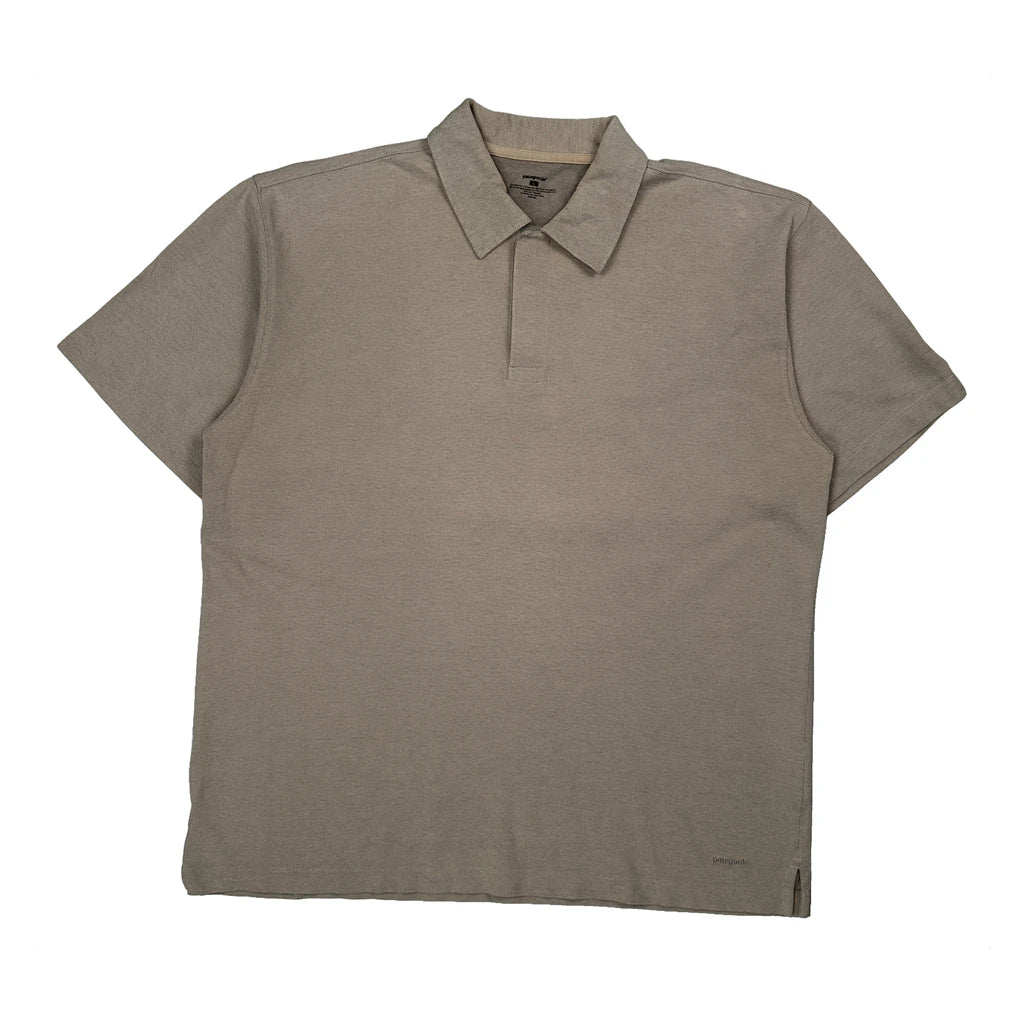 Patagonia Polo Shirt - Large Beige Cotton Blend