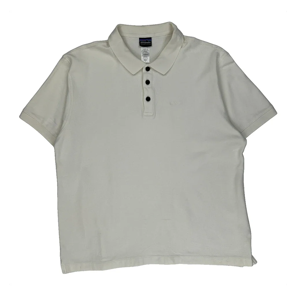 Patagonia Polo Shirt - Large White Cotton