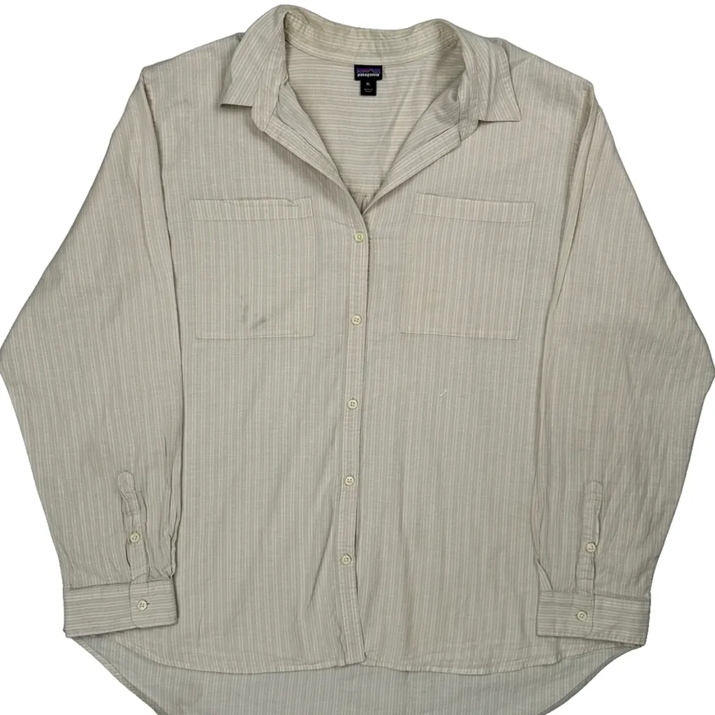 Patagonia Striped Shirt - XL Beige Cotton - Image 4