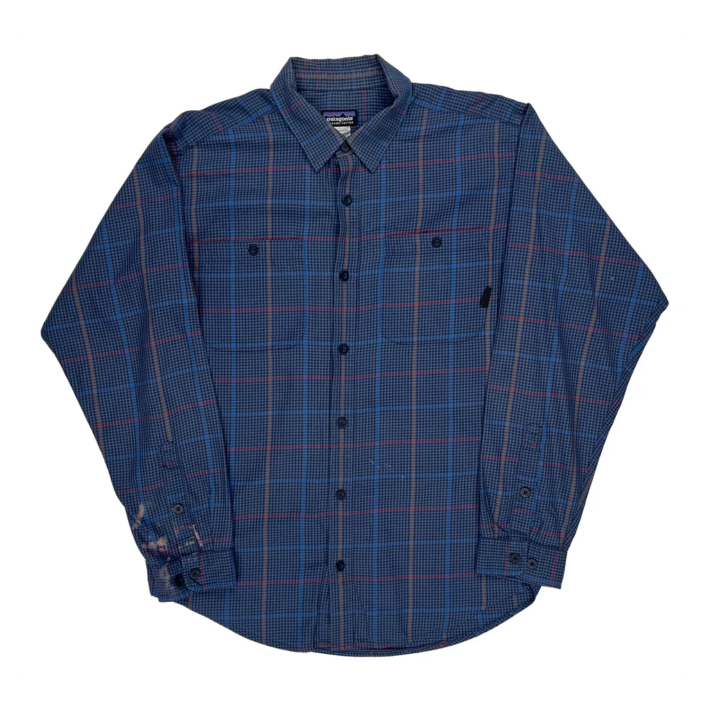 Patagonia Checked Shirt - Medium Blue Cotton