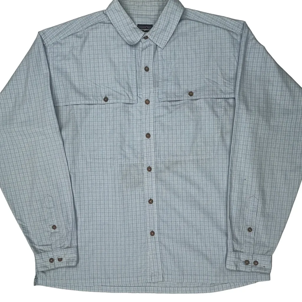 Patagonia Checked Shirt - XL Blue Polyester Blend - Image 4