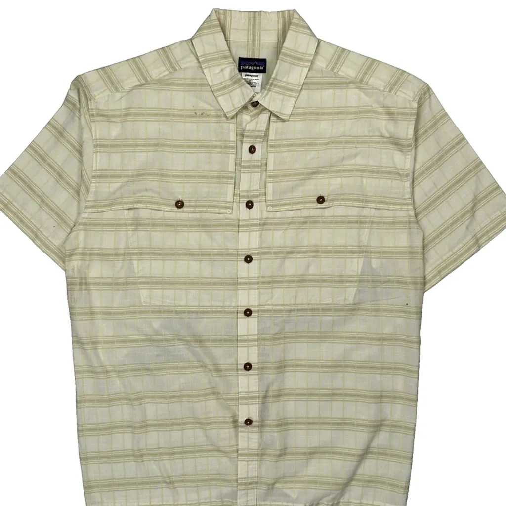 Patagonia Checked Short Sleeve Shirt - Large Beige Polyester Blend - Image 4