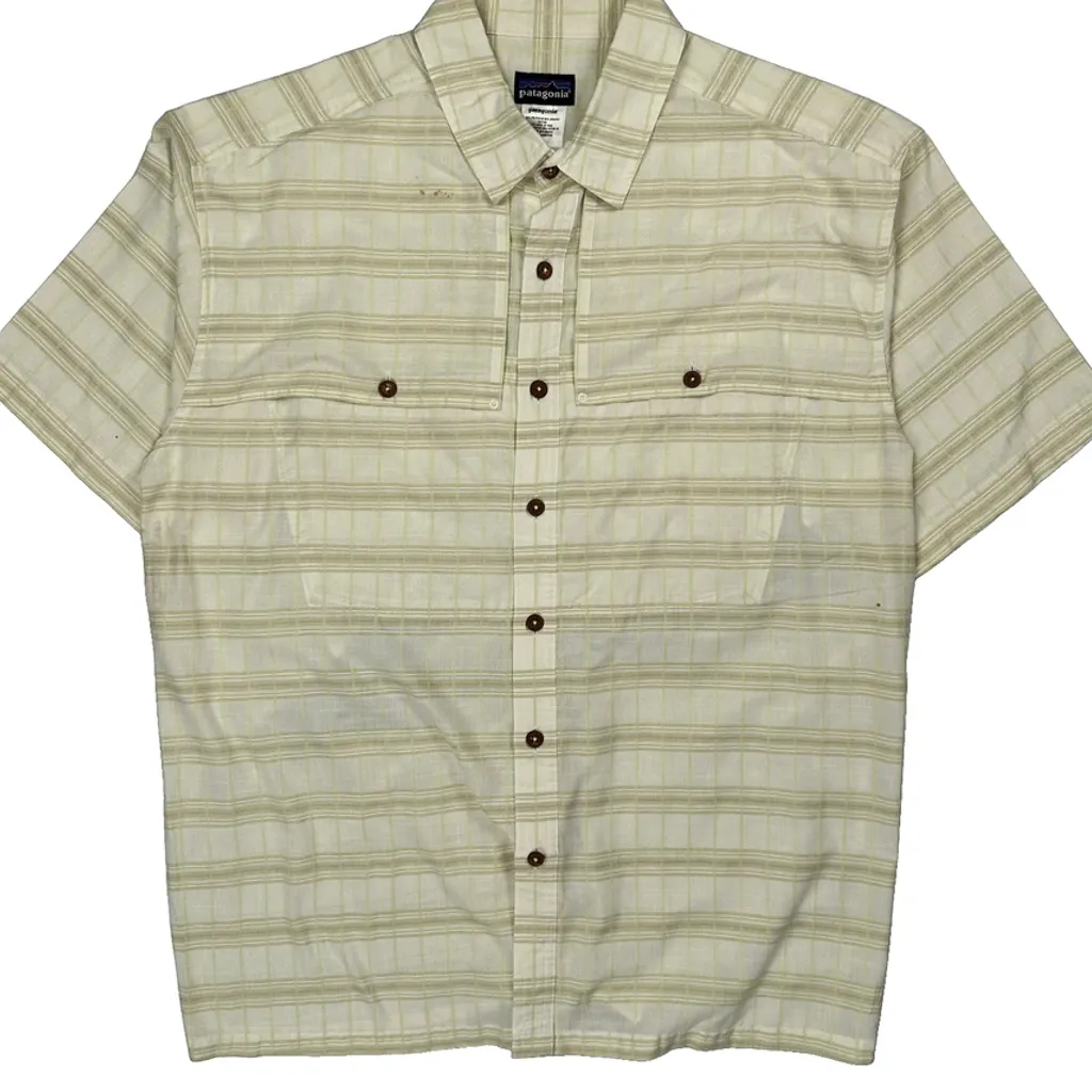 Patagonia Checked Short Sleeve Shirt - Large Beige Polyester Blend - Image 5