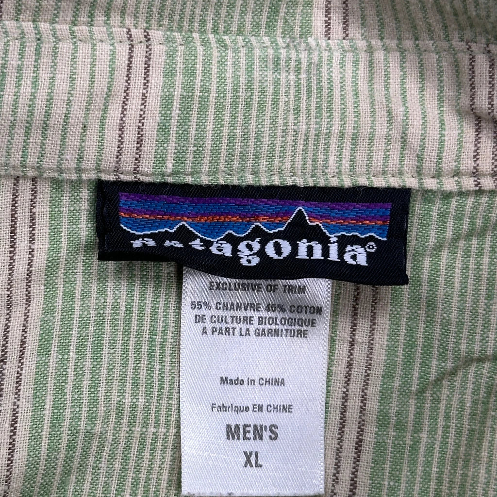 Patagonia Striped Short Sleeve Shirt - XL Green Cotton - Image 3