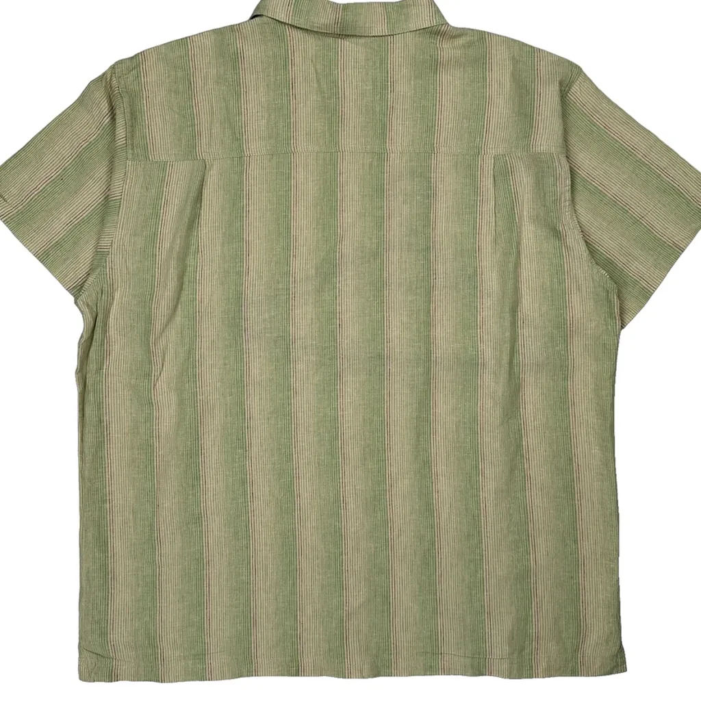 Patagonia Striped Short Sleeve Shirt - XL Green Cotton - Image 6