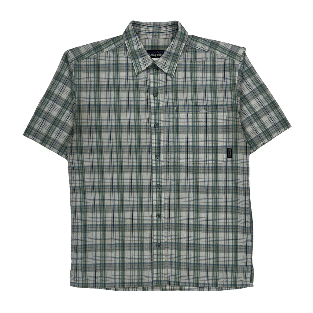 Patagonia Checked Short Sleeve Shirt - XS Green Polyester Blend