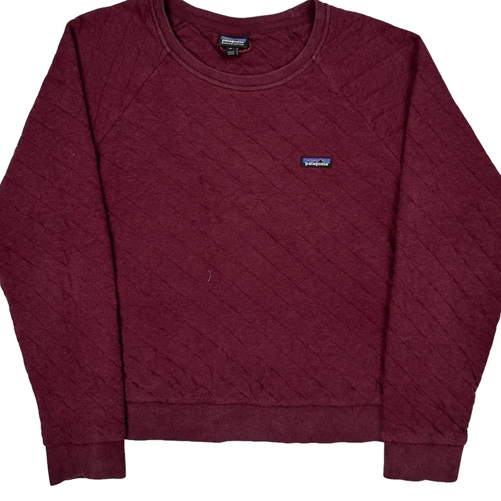 Patagonia Quilted Sweatshirt - XL Burgundy Cotton - Image 5