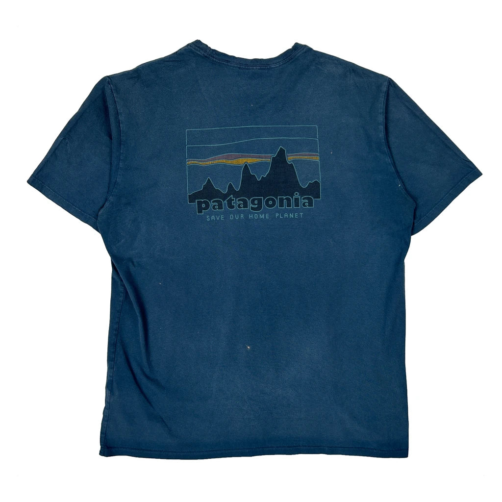 Patagonia Graphic T-Shirt - Large Blue Cotton