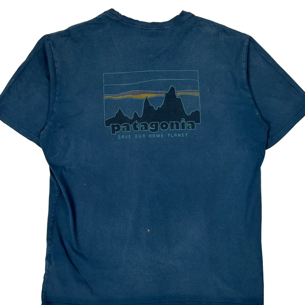 Patagonia Graphic T-Shirt - Large Blue Cotton - Image 6