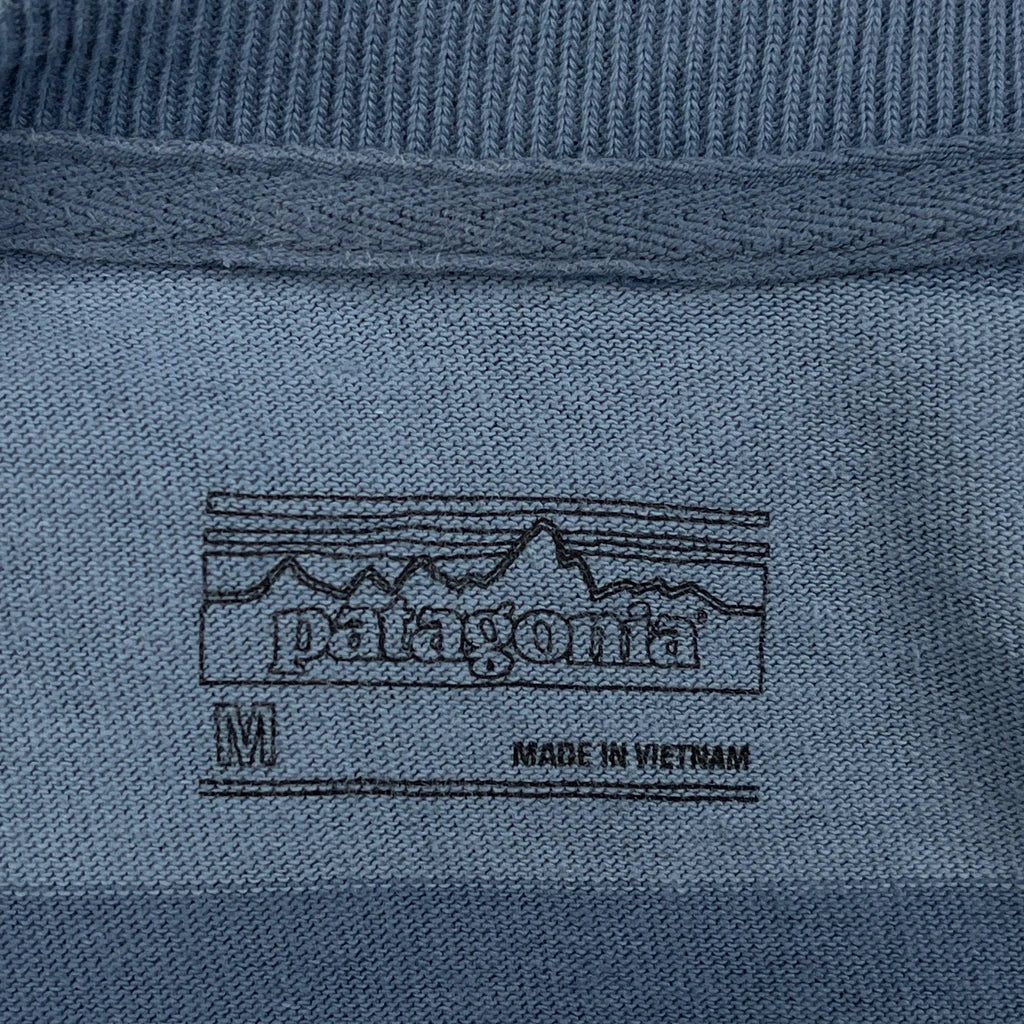 Patagonia Striped T-Shirt - Medium Blue Cotton - Image 3
