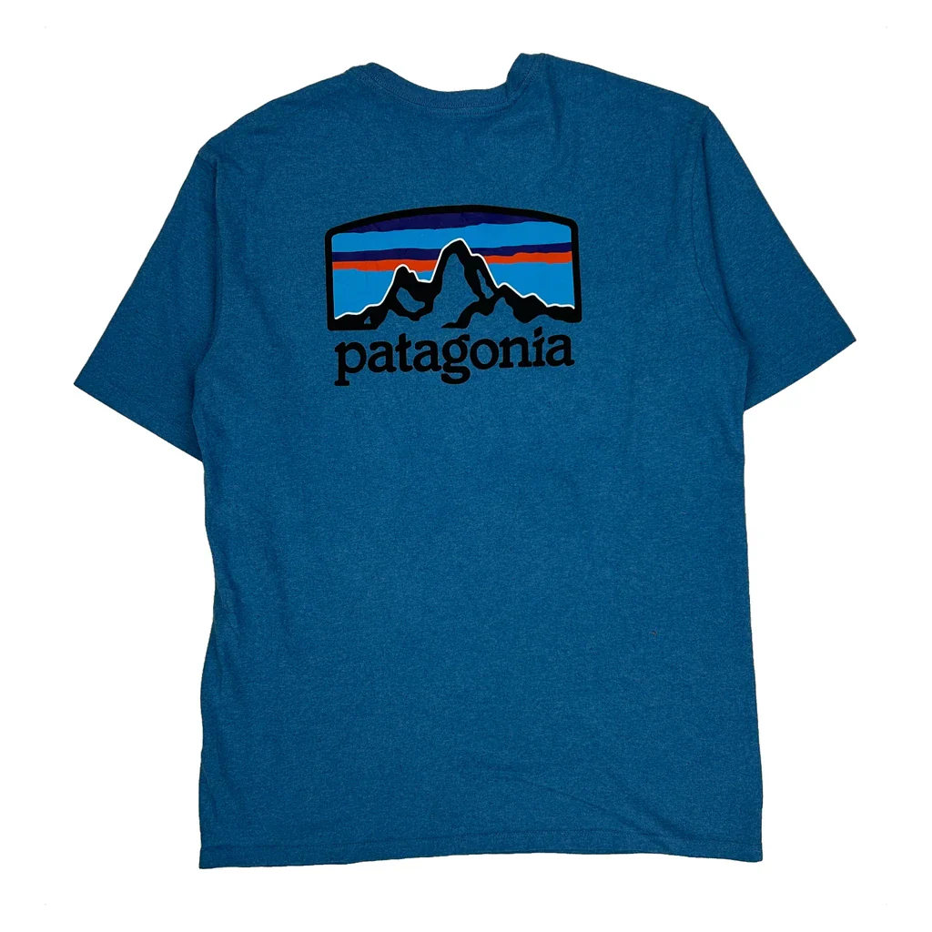 Patagonia Graphic T-Shirt - Small Blue Cotton Blend - Image 2