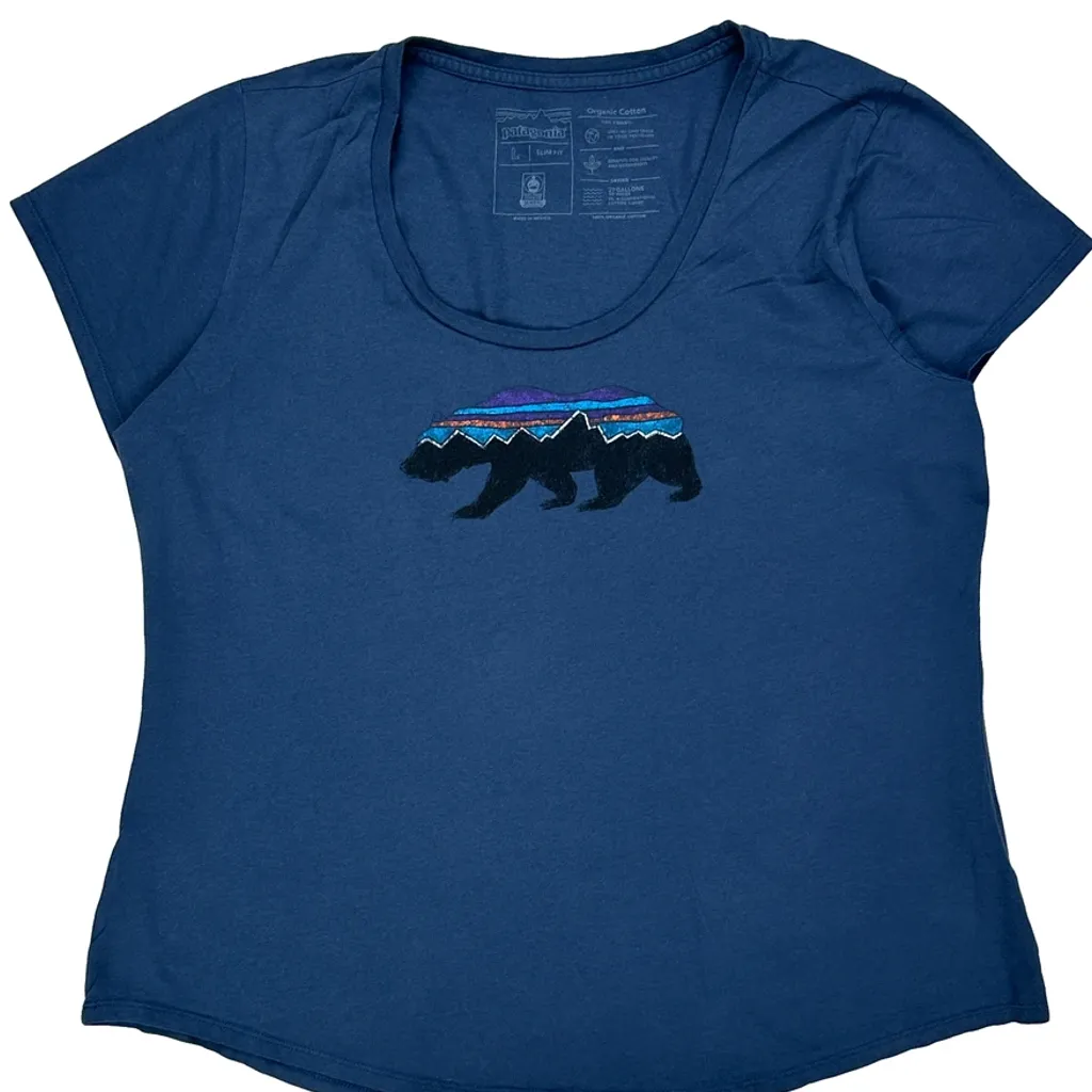 Patagonia Slim Fit T-Shirt - Large Blue Cotton - Image 4