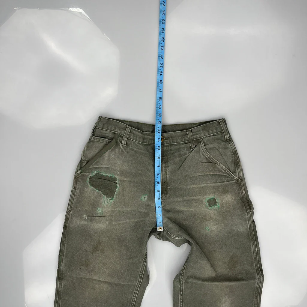 Patched Carhartt Visible Repair Shashiko Carpenter Trousers - 30W 27L Grey Cotton - Image 4