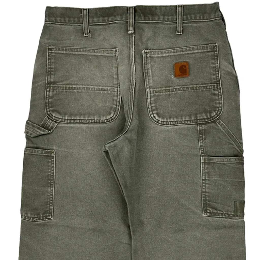 Patched Carhartt Visible Repair Shashiko Carpenter Trousers - 30W 27L Grey Cotton - Image 7