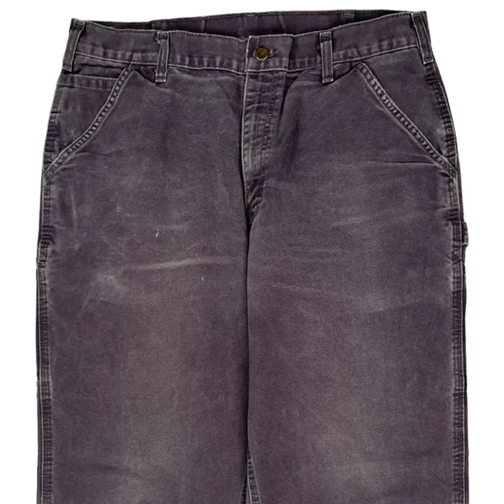 Patched Carhartt Visible Repair Shashiko Style Ptb Carpenter Trousers - 35W 32L Grey Cotton - Image 11