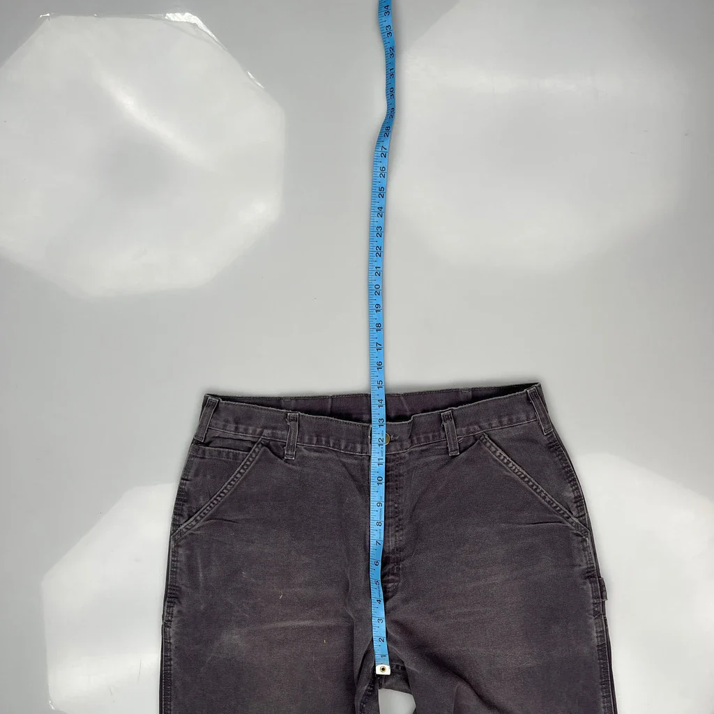 Patched Carhartt Visible Repair Shashiko Style Ptb Carpenter Trousers - 35W 32L Grey Cotton - Image 4