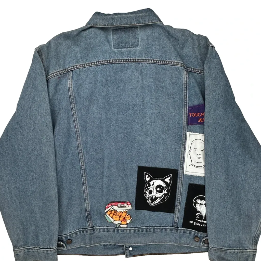 Patched Levis Graphic Denim Jacket - XL Blue Cotton - Image 6