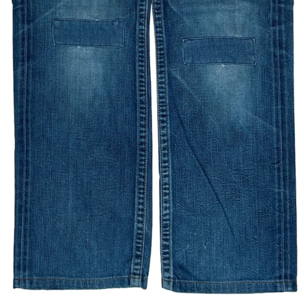 Patched True Religion Loose Straight Jeans - 36W 31L Blue Denim - Image 10