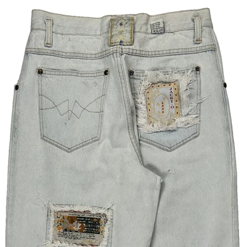 Patchwork Jacky-O Baggy Graphic Jeans - 29W 30L Light Wash Denim - Image 8