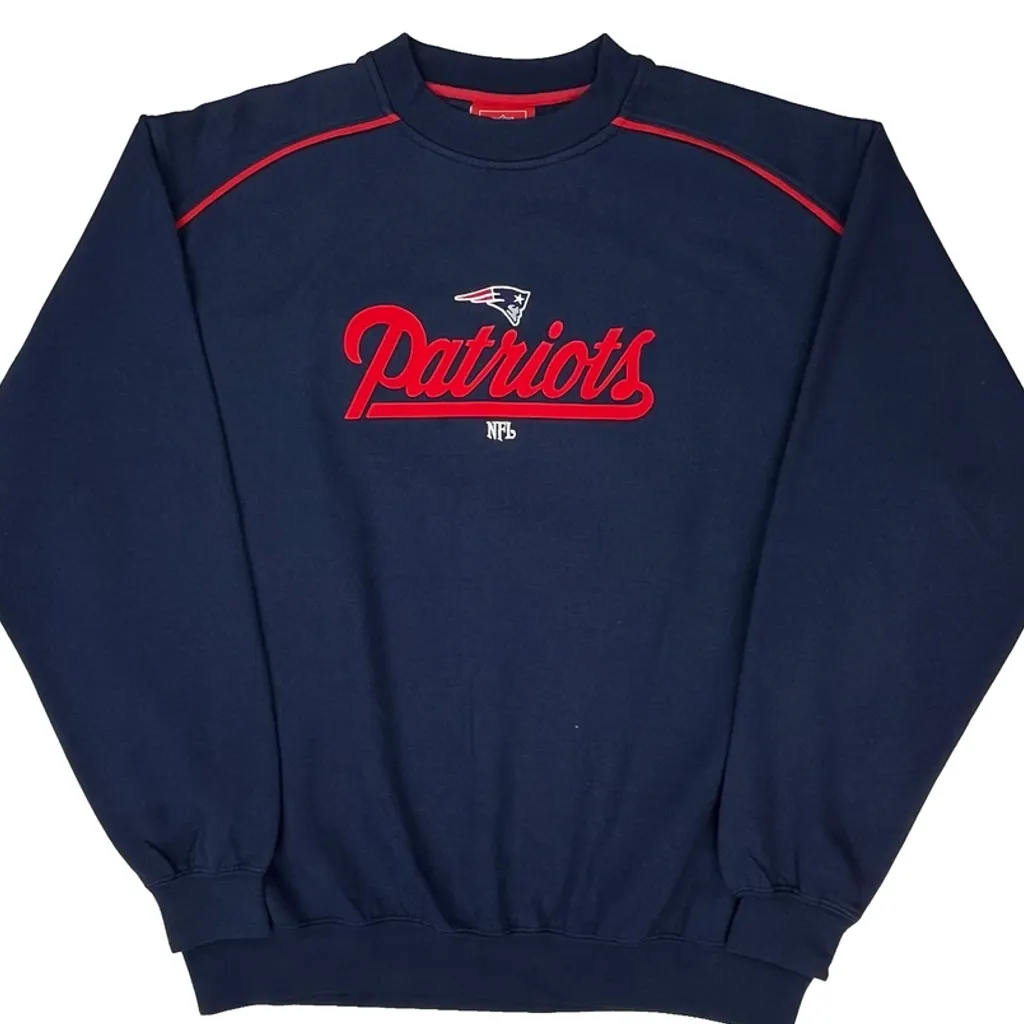 Patriots Nfl Football Sweatshirt - Large Navy Cotton - Image 4