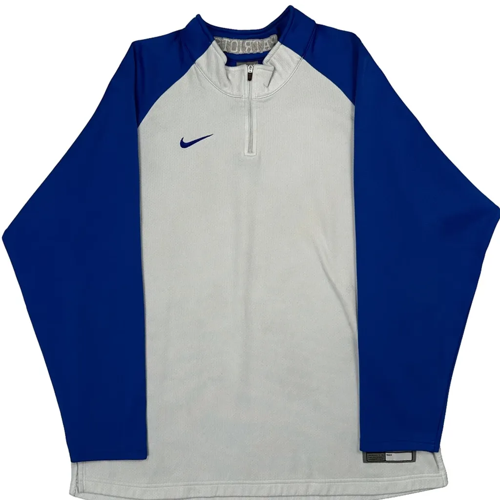 Patriots Nike 1/4 Zip - Medium Blue Polyester - Image 5