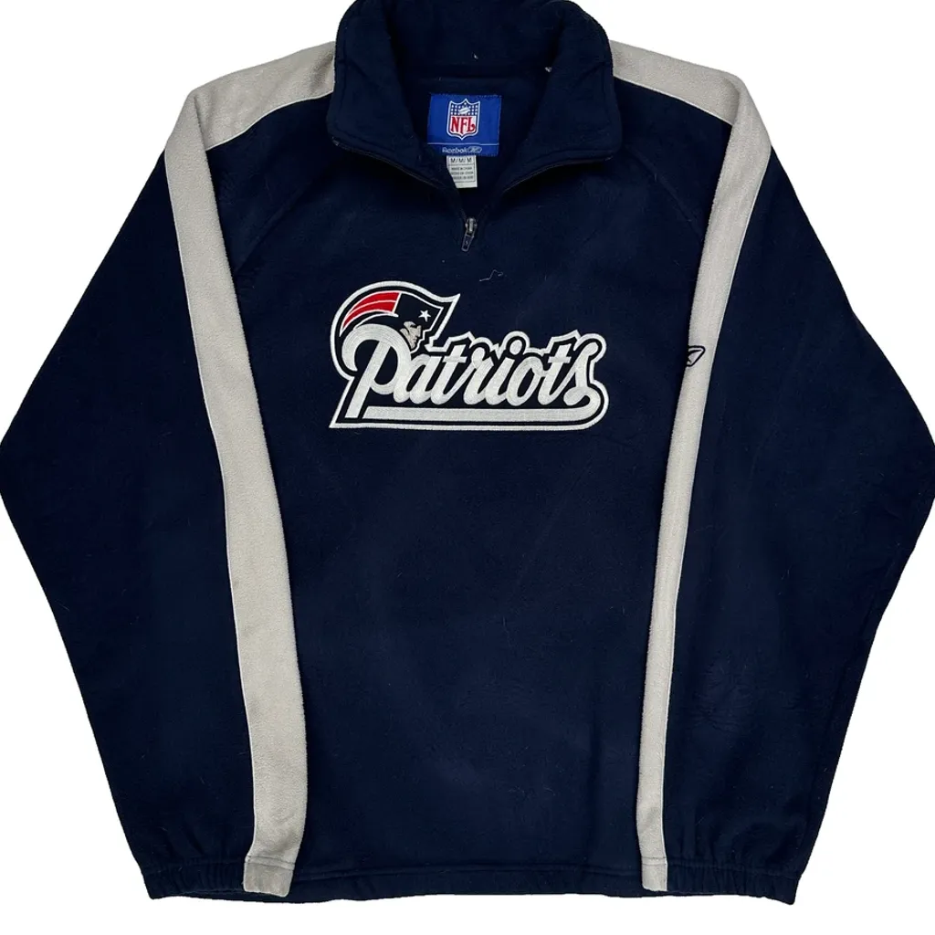Patriots Reebok Football 1/4 Zip - Medium Navy Polyester - Image 4