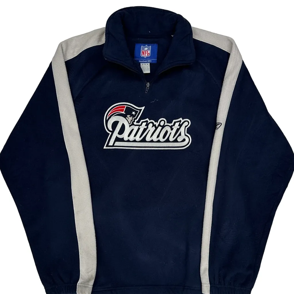 Patriots Reebok Football 1/4 Zip - Medium Navy Polyester - Image 5