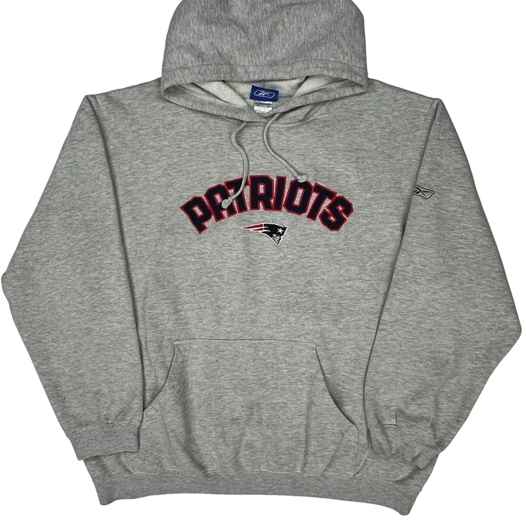 Patriots Reebok Graphic Hoodie - XL Grey Cotton Blend - Image 5
