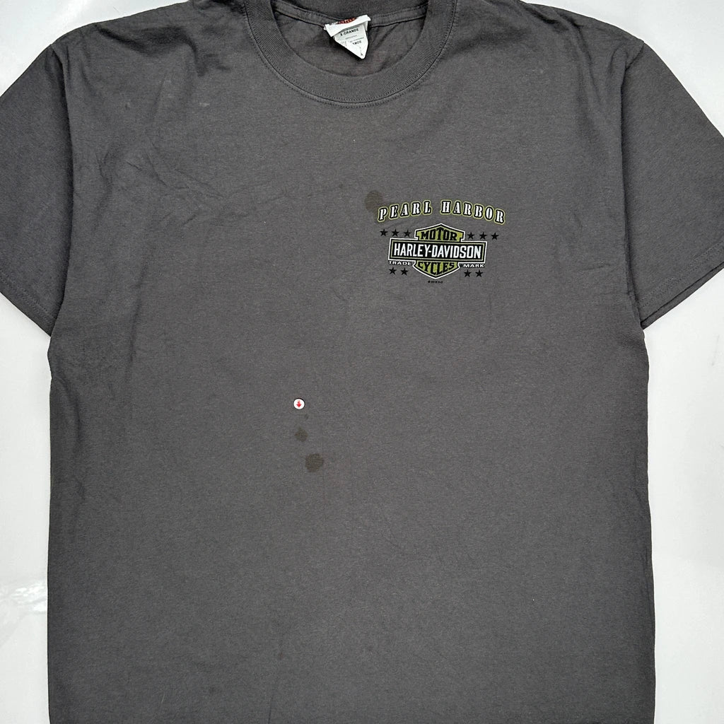 Pearl Harbor Harley Davidson Graphic T-Shirt - XL Grey Cotton - Image 3