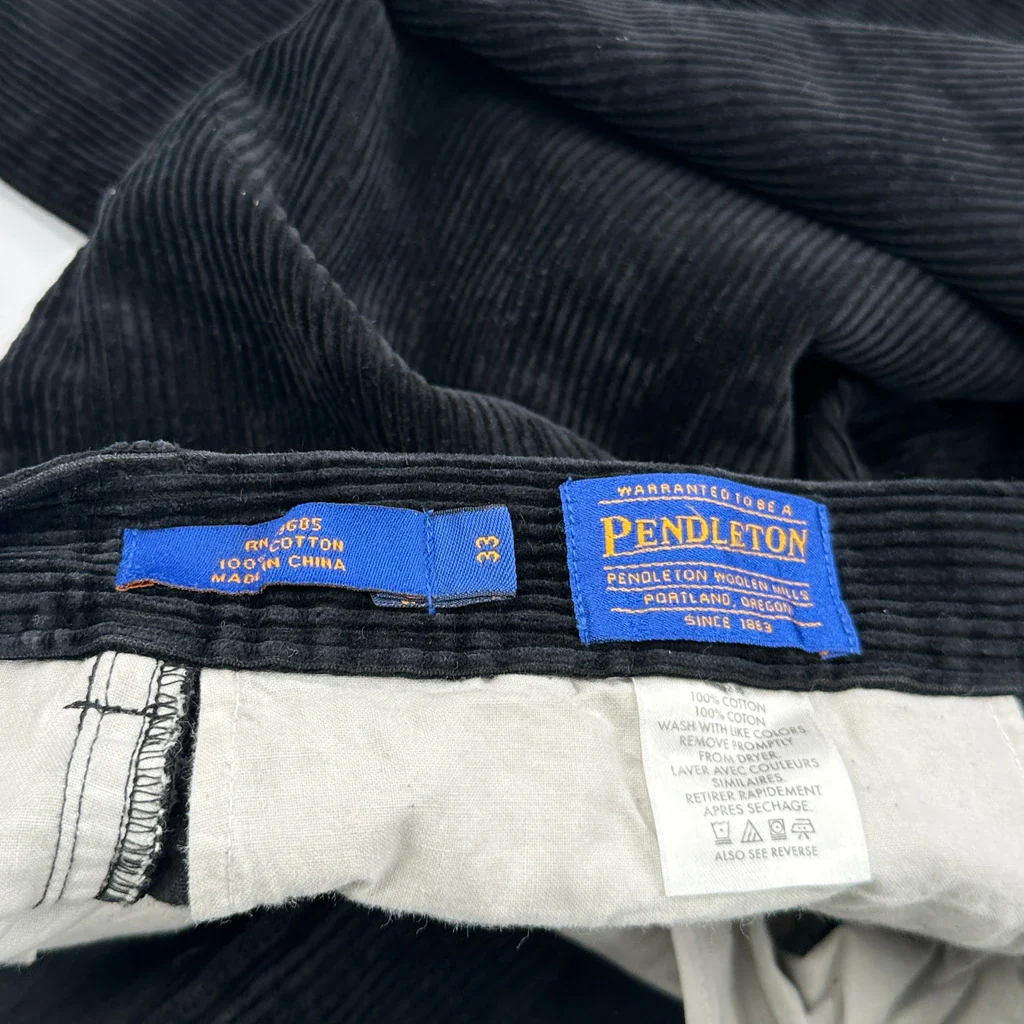 Pendleton Cord Trousers - 34″ Waist Black Cotton - Image 6