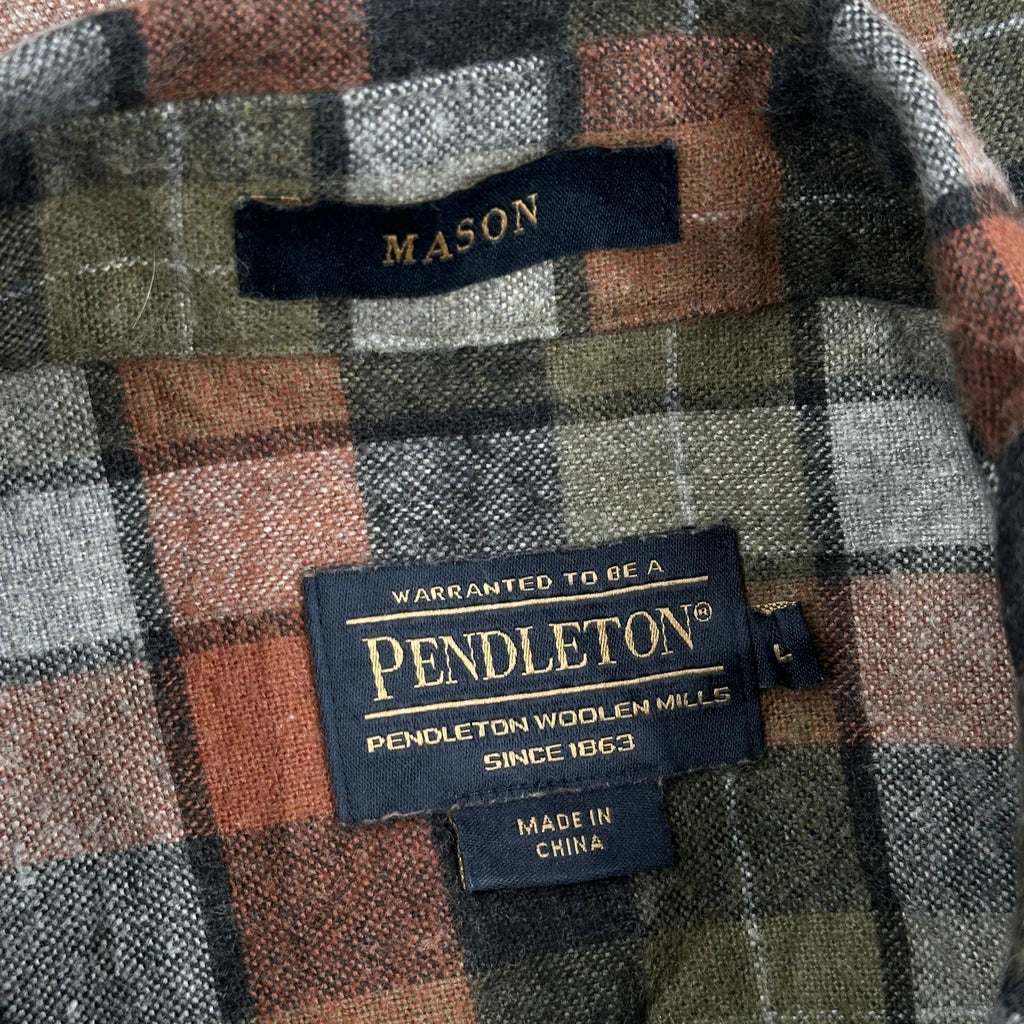 Pendleton Checked Flannel Shirt - Large Multicoloured Wool - Image 3