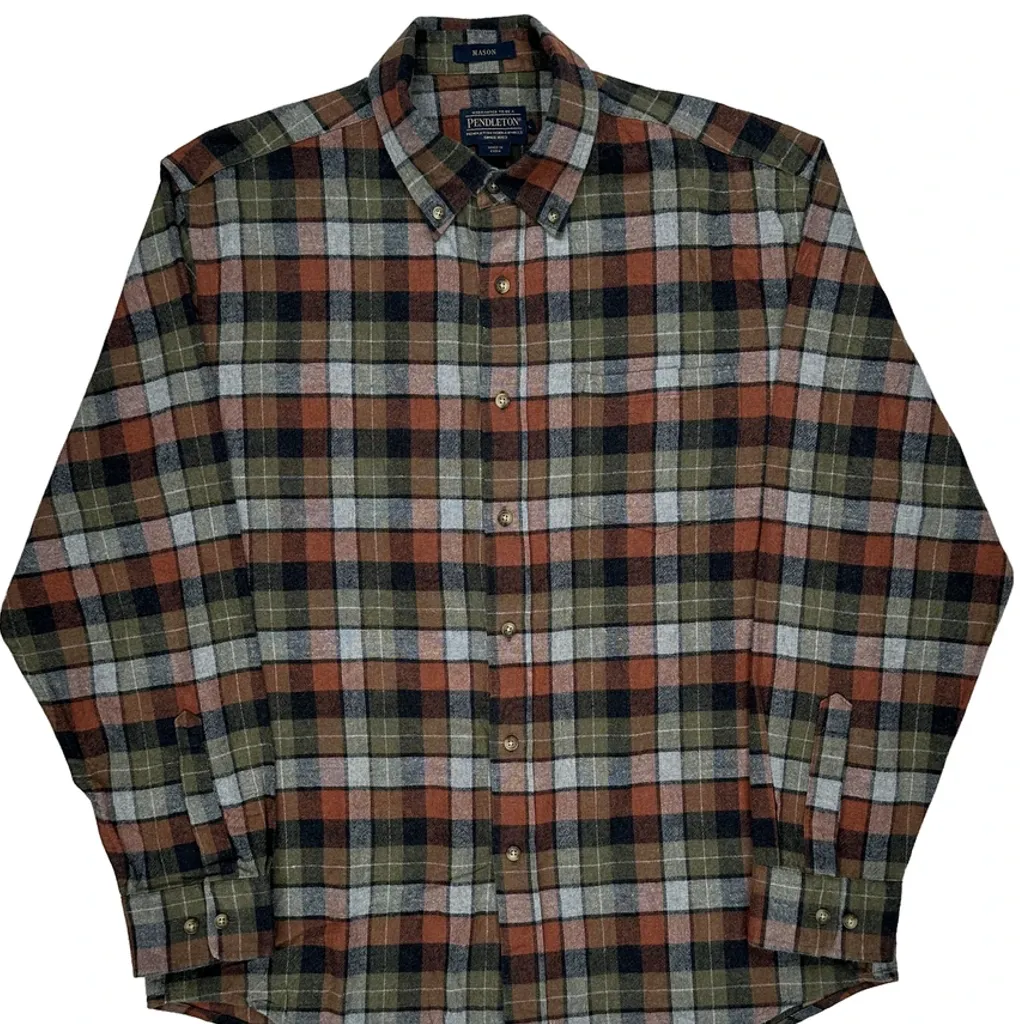 Pendleton Checked Flannel Shirt - Large Multicoloured Wool - Image 5