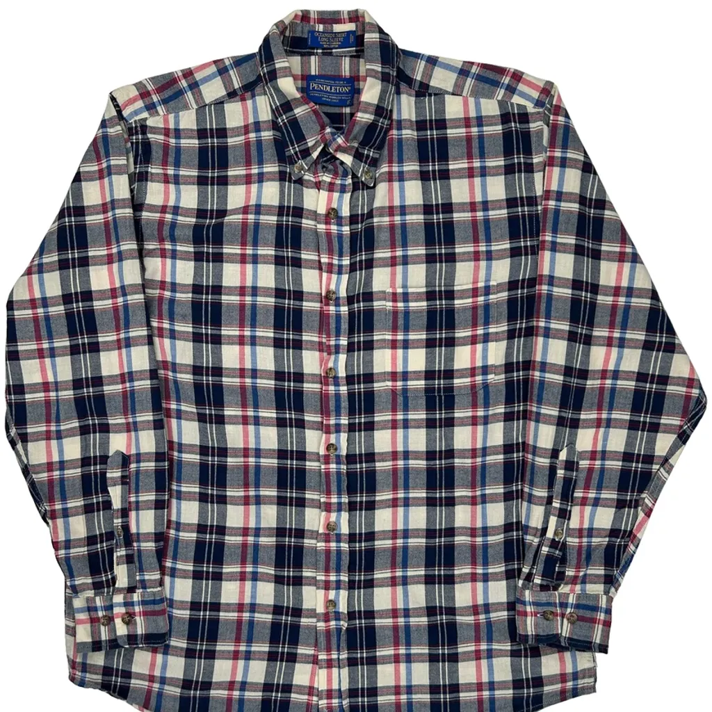 Pendleton Checked Flannel Shirt - Large Multicoloured Cotton - Image 5