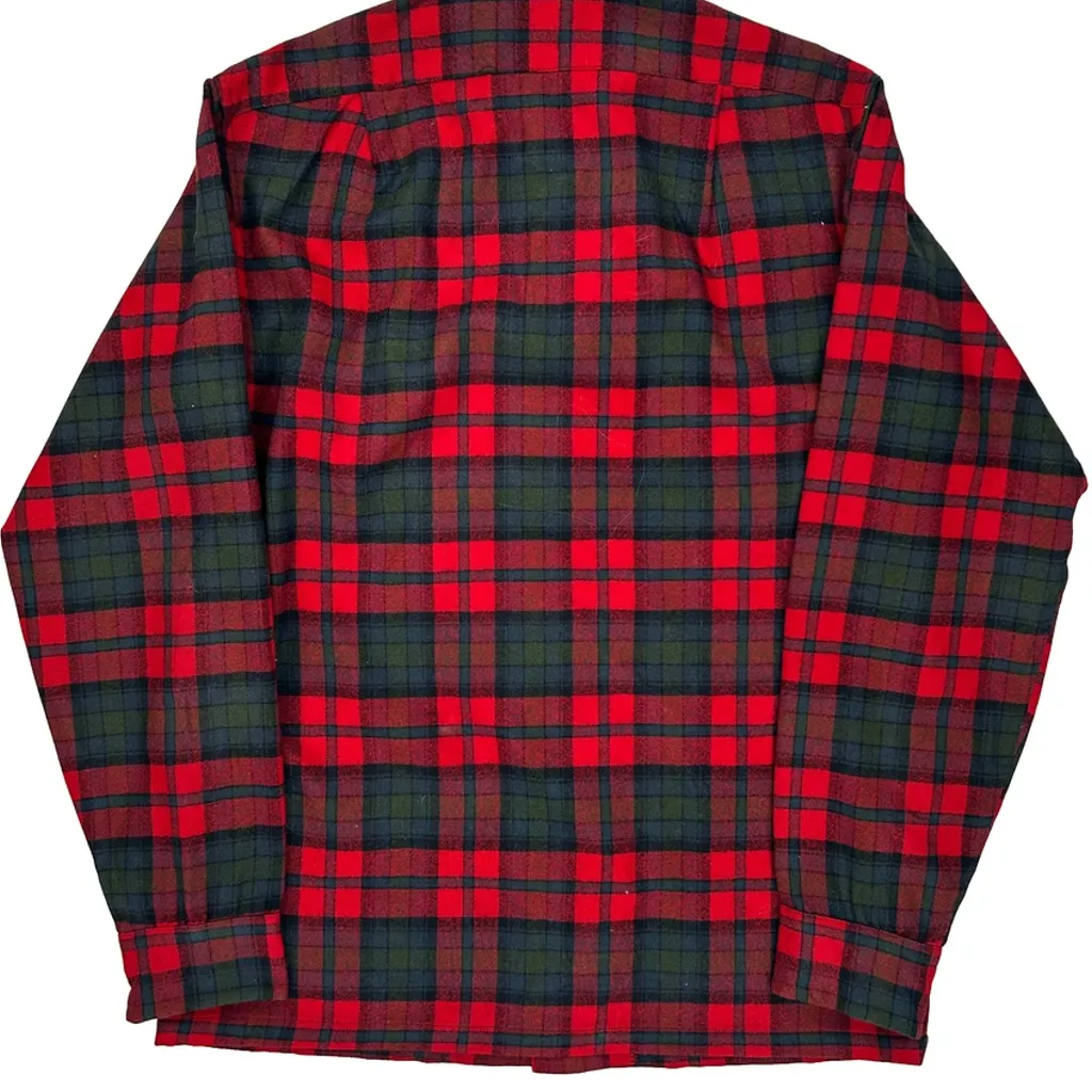 Pendleton Checked Flannel Shirt - Small Red Virgin Wool - Image 6