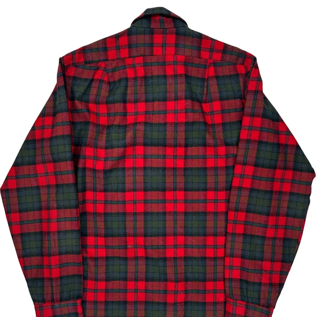 Pendleton Checked Flannel Shirt - Small Red Virgin Wool - Image 7