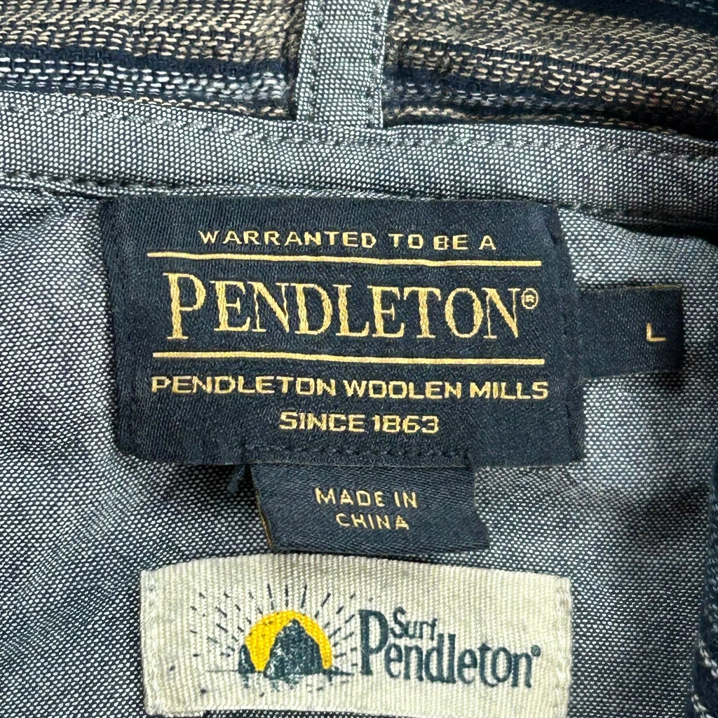 Pendleton Striped Hoodie - Large Blue Cotton - Image 3
