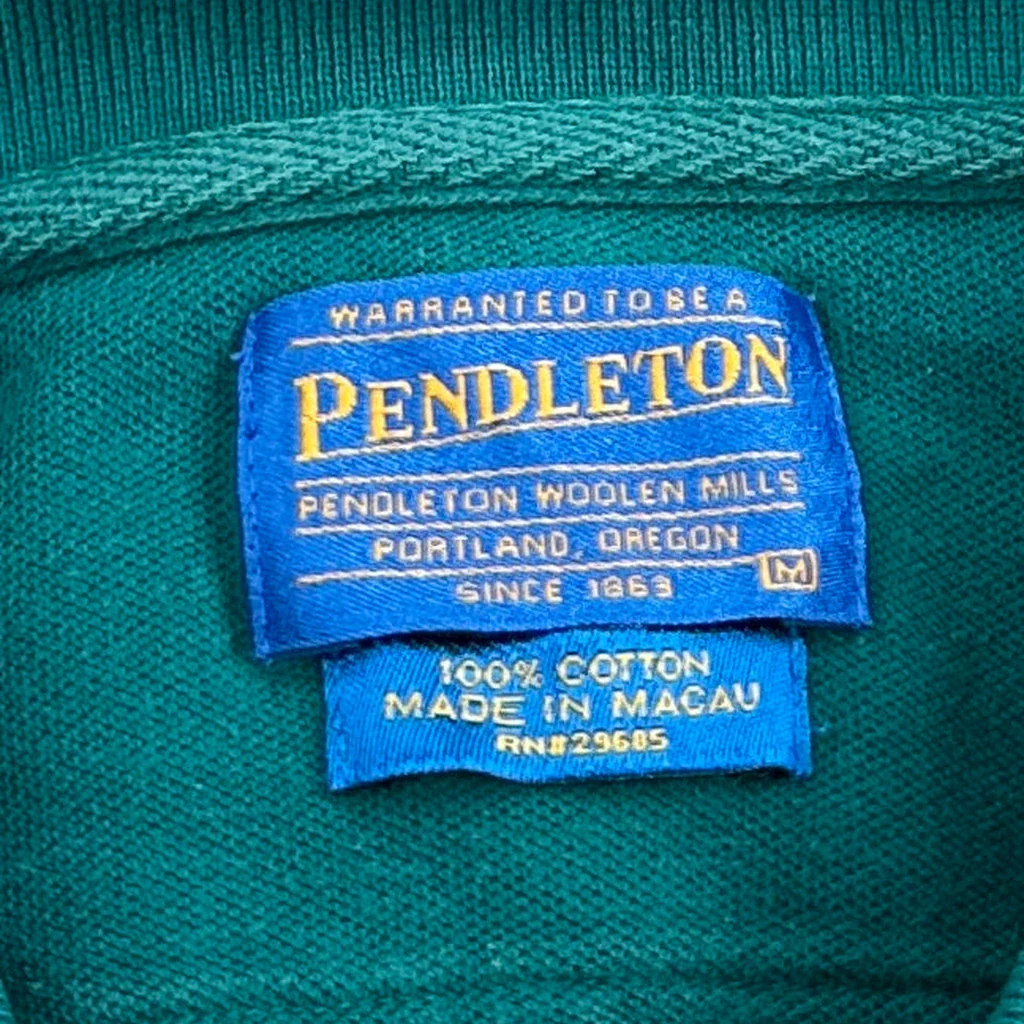 Pendleton Polo Shirt - Medium Green Cotton - Image 3