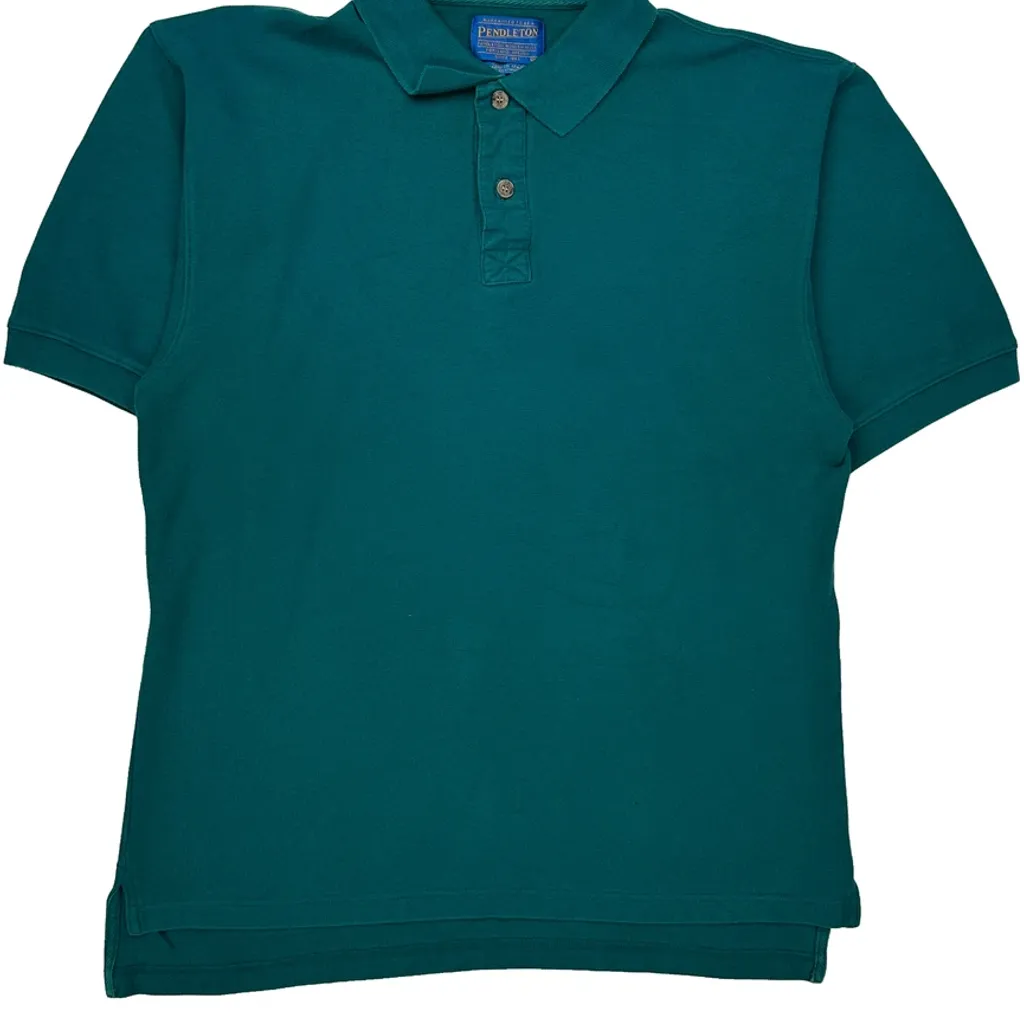Pendleton Polo Shirt - Medium Green Cotton - Image 5