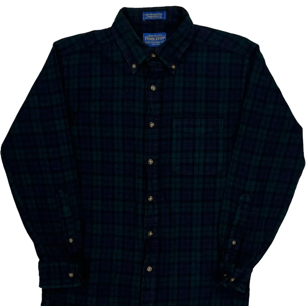 Pendleton Checked Shirt - Medium Green Wool - Image 4