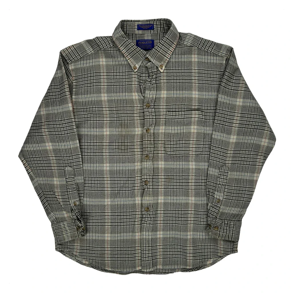 Pendleton Checked Shirt - XL Grey Virgin Wool