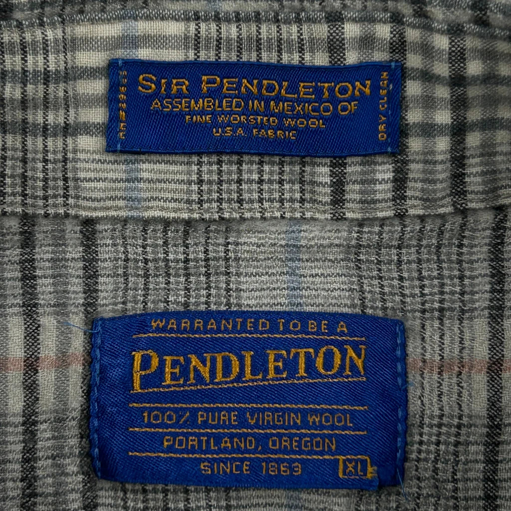 Pendleton Checked Shirt - XL Grey Virgin Wool - Image 3