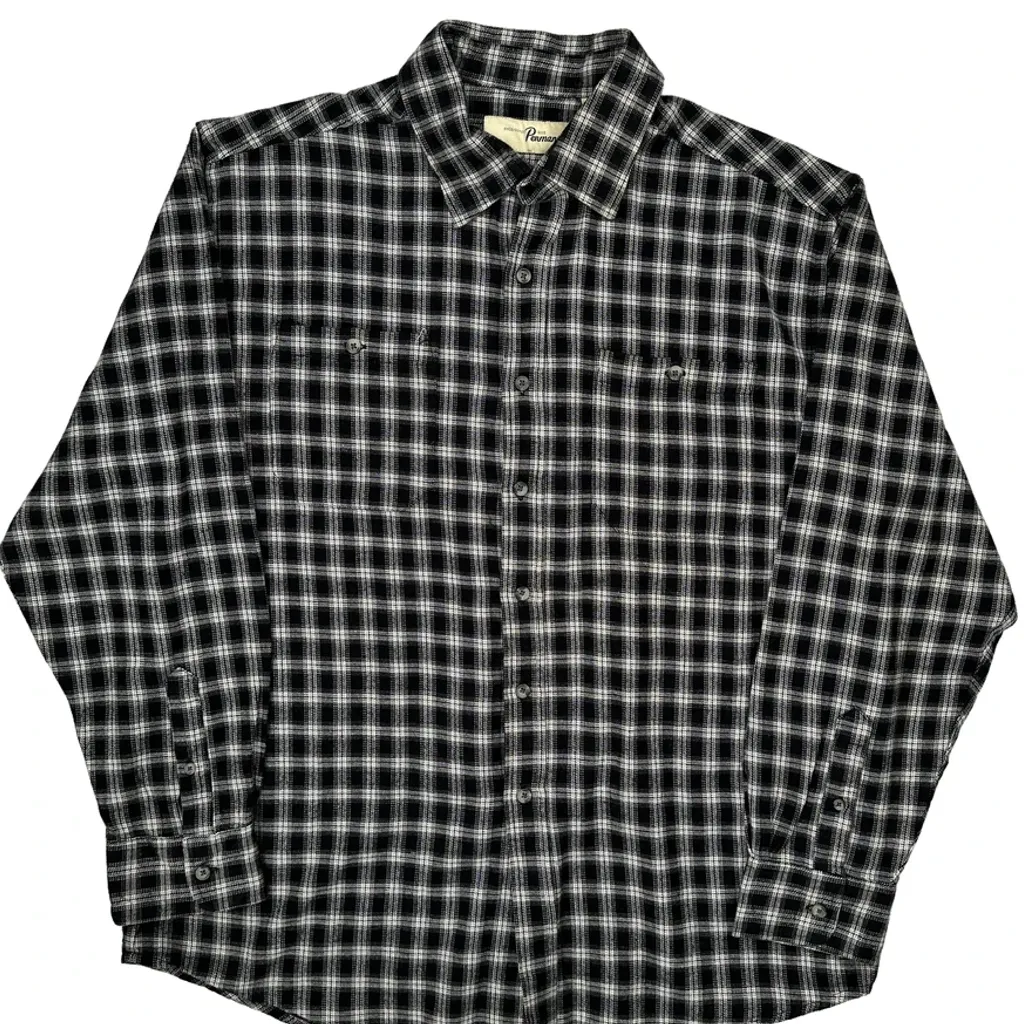 Penmans Checked Flannel Shirt - Large Black Cotton - Image 4