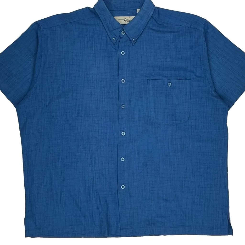 Penmans Short Sleeve Shirt - XL Blue Cotton Blend - Image 4