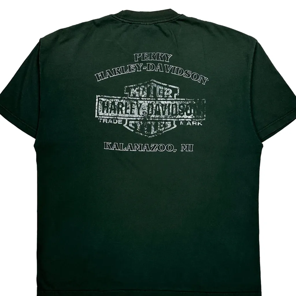 Perry Harley-Davidson Kalamazoo, Mi Harley Davidson Graphic T-Shirt - XL Green Cotton - Image 6