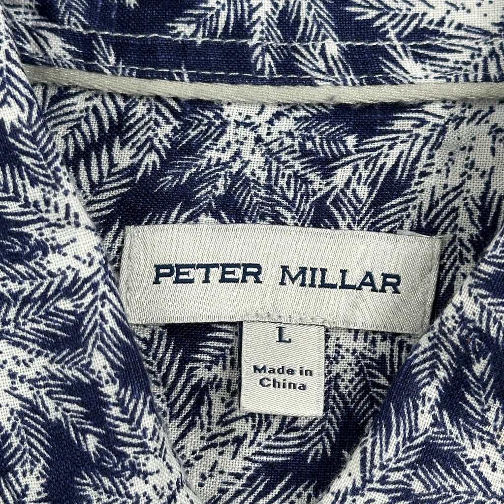 Peter Millar Floral Hawaiian Shirt - Large Blue Cotton - Image 3