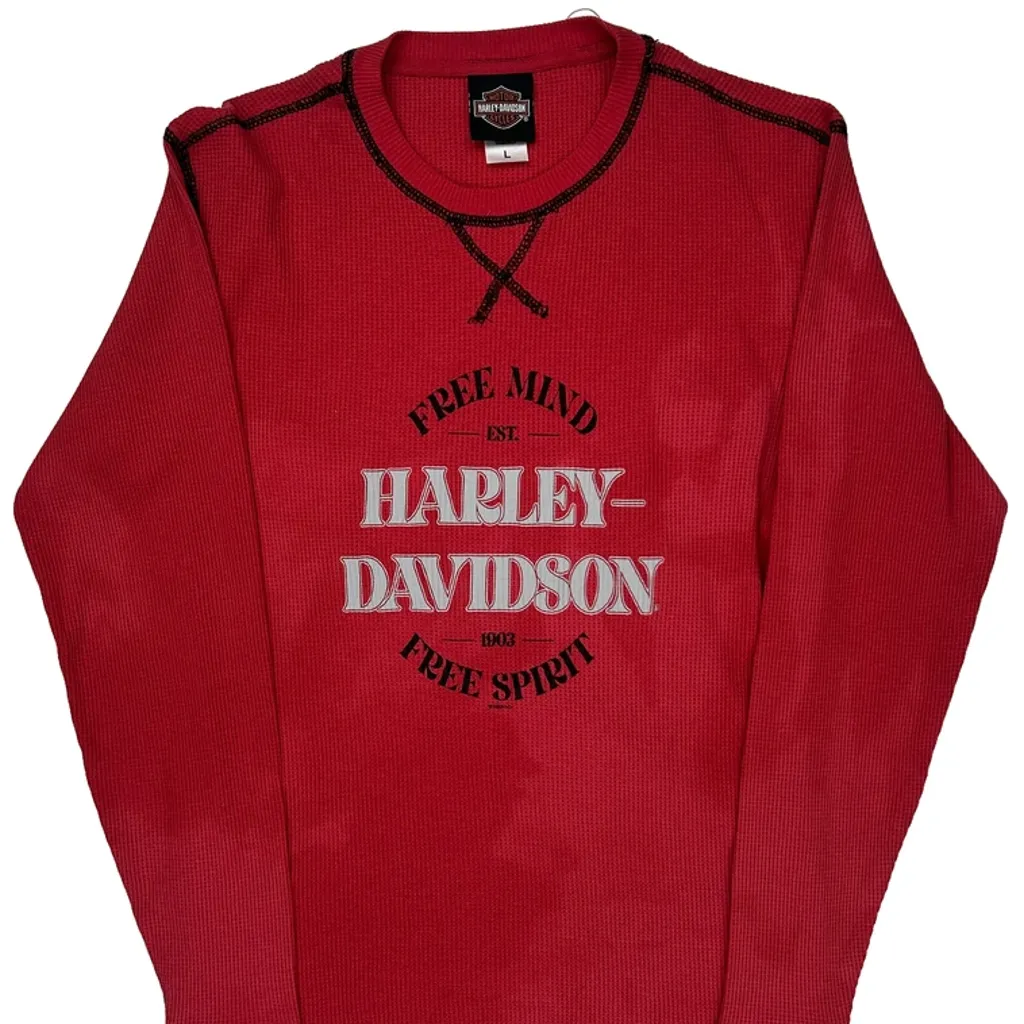 Peterson'S Harley Davidson South Harley Davidson Graphic Long Sleeve T-Shirt - Large Red Cotton - Image 4