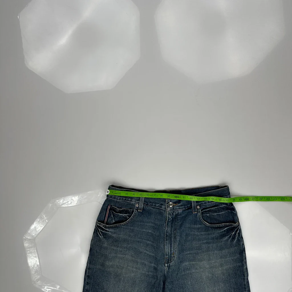 Phat Farm Baggy Denim Shorts - 34W 11L Blue Denim - Image 3