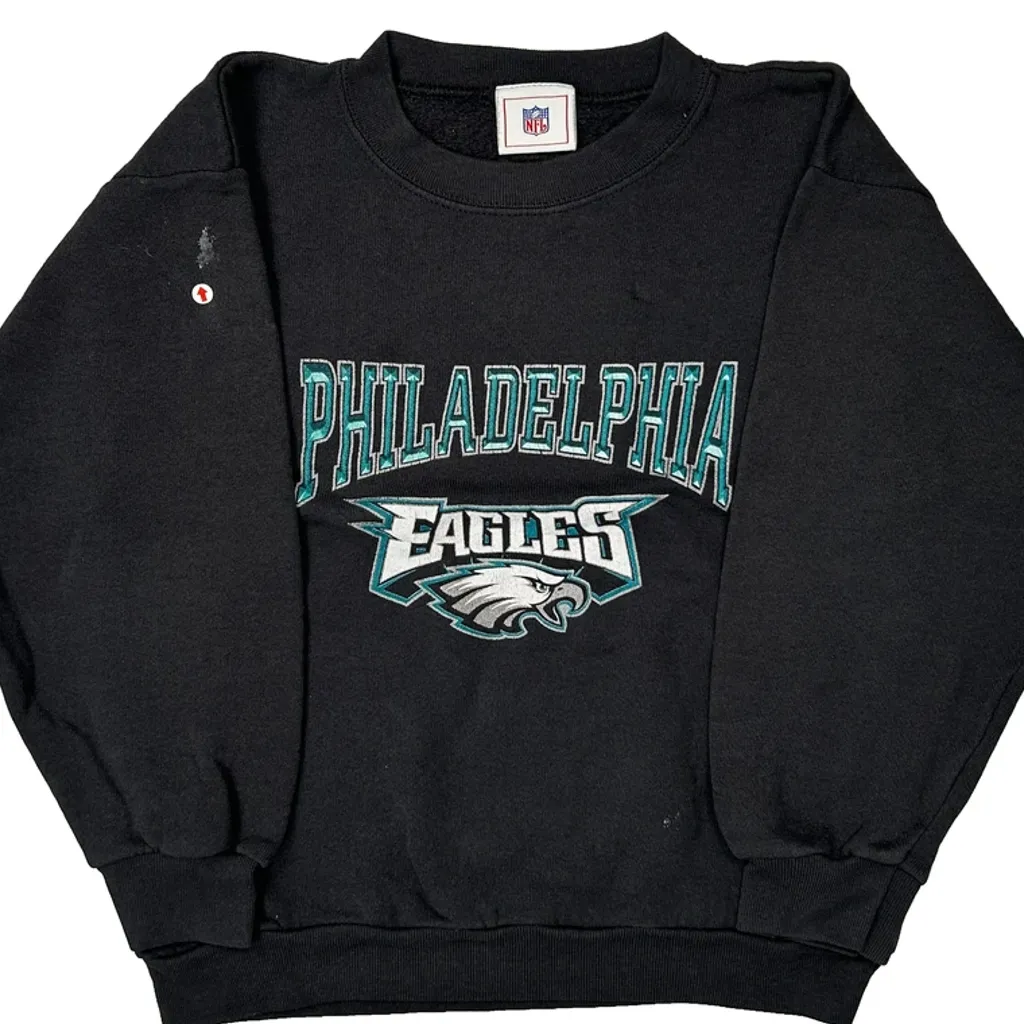 Philadelphia Eagles Age 7-8 Nfl Sweatshirt - Small Black Cotton - Image 7